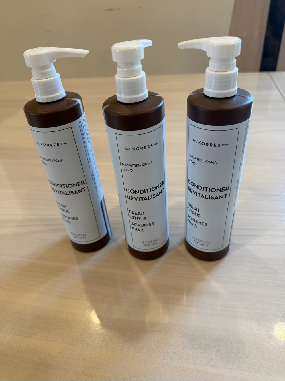 Korres Fresh Citrus Conditioner - White & Brown Pump Bottle set of 5